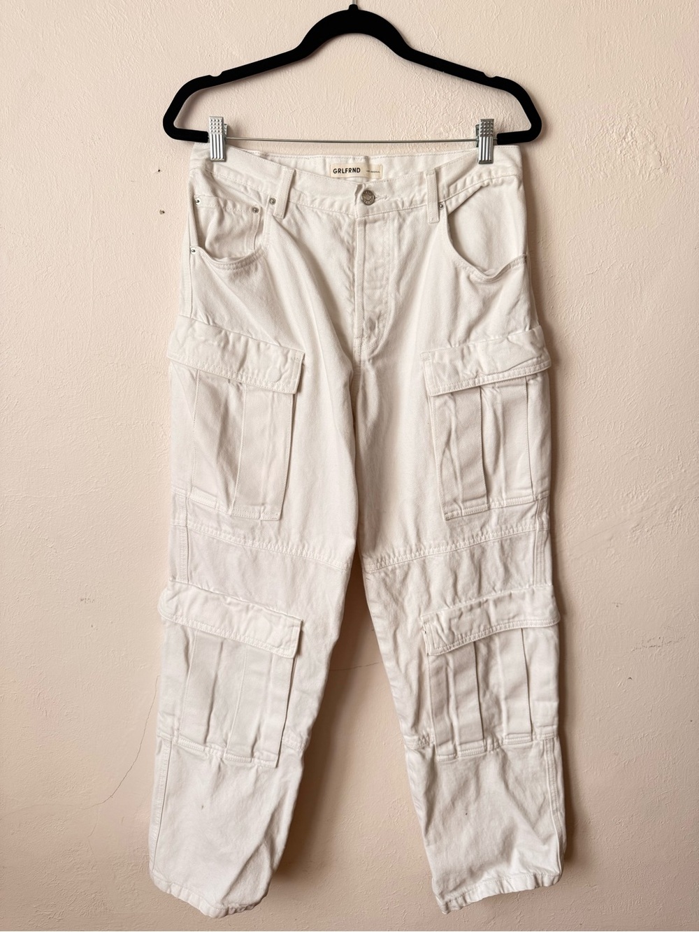 GRLFRND White Straight-Leg Cargo Pants